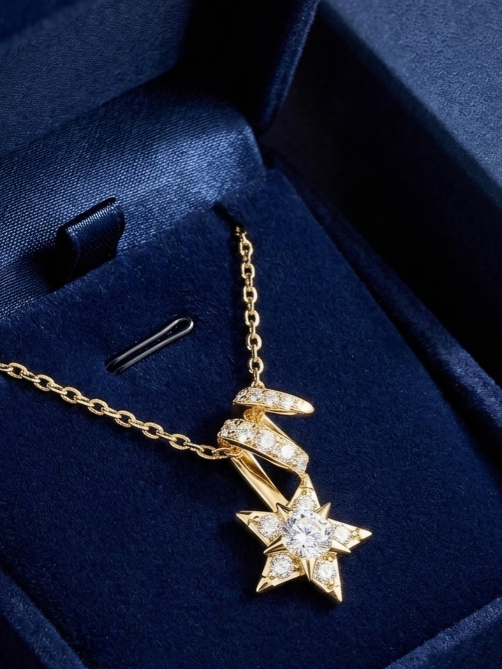 Moissanite Gold Star Pendant Necklace